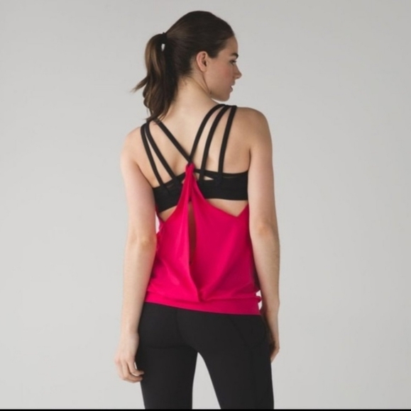 Lululemon Noveau Limits 2 in 1 tank boom juice pink and black Size 6 - Picture 2 of 6
